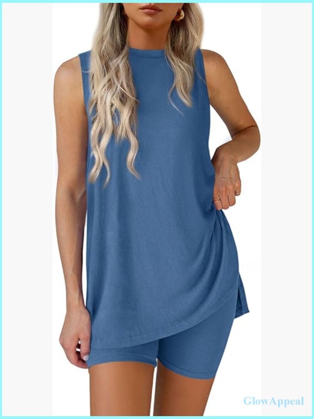 2 Piece Lounge Shorts Set Sleeveless Summer Travel Outfits